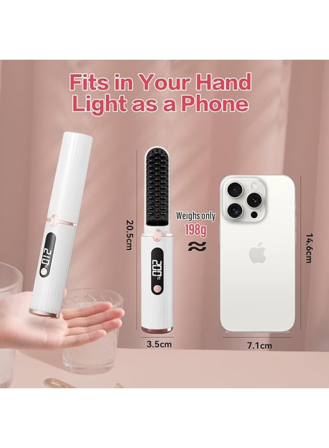 فرشاة فرد الشعر اللاسلكية للسفر من موزار، مشط فرد الشعر المحمول مع أيونات سالبة، مضاد للحروق وتسخين سريع، شاشة ليد ومجموعة درجات حرارة - Image 3